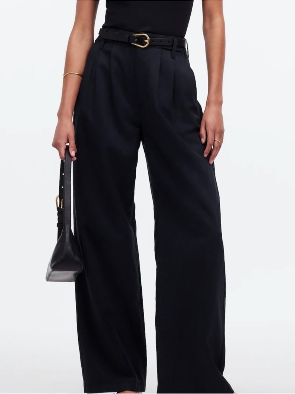 Madewell Harlow Black High-Waist Wide-Leg Trousers size 6 NWT
